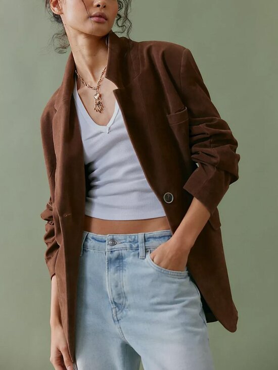Free People Jackets & Blazers - Free People Oversized Brown Blazer